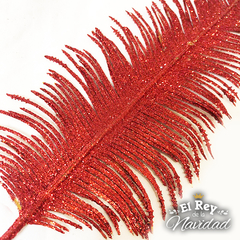 Pick vara Hoja tipo Pluma Glitter Rojo 42cm - comprar online