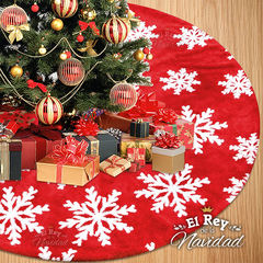 Cubre Pie de Arbol de Navidad Peluche Rojo con Copos 1,20mts - comprar online