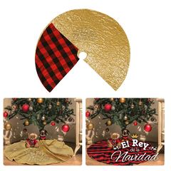 Cubre Pie de Arbol de Navidad REVERSIBLE 2 en 1 dorado + escoces 1,20mts