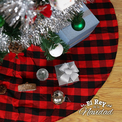 Cubre Pie de Arbol de Navidad REVERSIBLE 2 en 1 dorado + escoces 1,20mts - El Rey de la Navidad