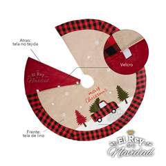 Cubre Pie para Arbol de Navidad Arpillera + Escoces 1,20mts - El Rey de la Navidad
