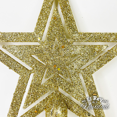 Puntal Estrella Calada Glitter Oro 18cm - comprar online