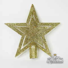 Puntal Estrella Calada Glitter Oro 18cm