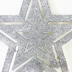 Puntal Estrella Calada Glitter Plata 18cm - comprar online