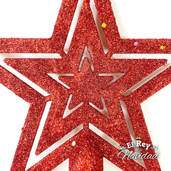 Puntal Estrella Calada Glitter Roja 18cm - comprar online