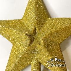 Puntal Estrella LUJO Glitter Oro 16cm en estuche - comprar online