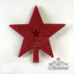 Puntal Estrella LUJO Glitter Roja 16cm en estuche