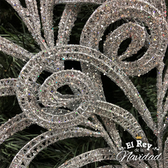 Pick vara Rama espiral XL de lujo!! Glitter PLATA 60cm - El Rey de la Navidad