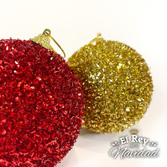 Set x2 Globos XL 10cm SUPER LUJO Rojo y Oro - El Rey de la Navidad