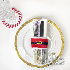 Set x 6 Posacopas Artesanales Crochet modelo Candy - El Rey de la Navidad