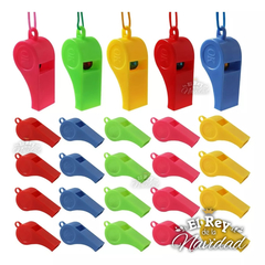 Set x 24 Silbatos Grandes Plasticos Grandes de Colores - comprar online
