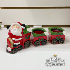 Portavelas Papa Noel en Tren - comprar online