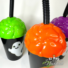 Vaso de Halloween Tipo Candy con Sorbete flexible y tapa de Cerebro - comprar online