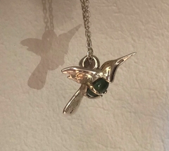 Dije colibrí a pedido - plata 925 piedra turmalina verde - tienda online