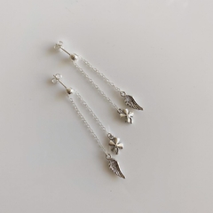 Aros largos con cadena y dijes - plata 925 - tienda online