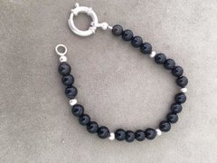 Pulsera ágatas negras - plata 925