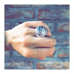 Anillo inflado: Bola grande trenzada - plata 925