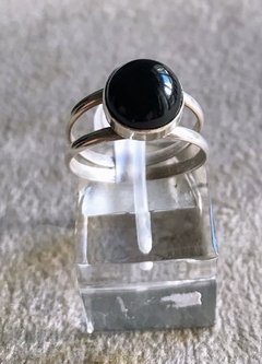 Anillo pequeño piedra obsidiana - plata 925