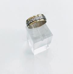 Anillo rayado plata y oro double - comprar online