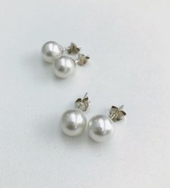 Aros pasantes con perlas medianas - plata 925