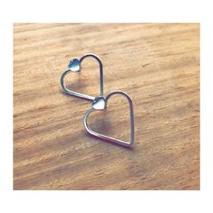 Aros doble corazón medianos - plata 925