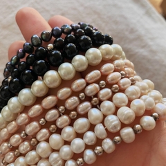 Pulsera perlas cultivadas rosas con perlas visón SW - Marta Escobar Joyas de Autor