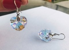 Aros Corazón grandes- Cristal Swarovski- plata 925