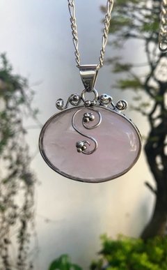 Dije Serie Antigua romántica -Piedra cuarzo Rosa - comprar online