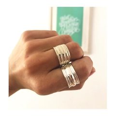 Anillo convexo con doble líneas - plata 925 - comprar online