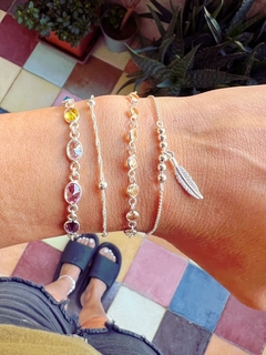 Pulsera: Cuentas y pluma - plata 925 - comprar online