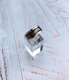 Anillo Tramas pavonado - plata 925