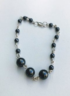 Pulsera hematites grandes y pequeños - plata 925