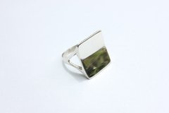 Anillo cuadrado curvo- plata 925 (A pedido)