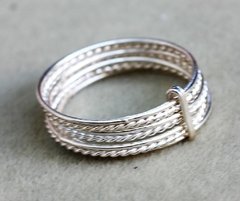 Anillo de la Amistad - tramado y liso -Plata 925