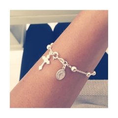 Pulsera cuentas y dijes - plata 925