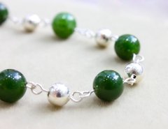 Pulsera cuentas de plata y jade (A pedido) - comprar online