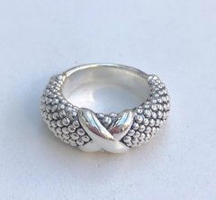 Anillo inflado cruz y puntos - plata 925