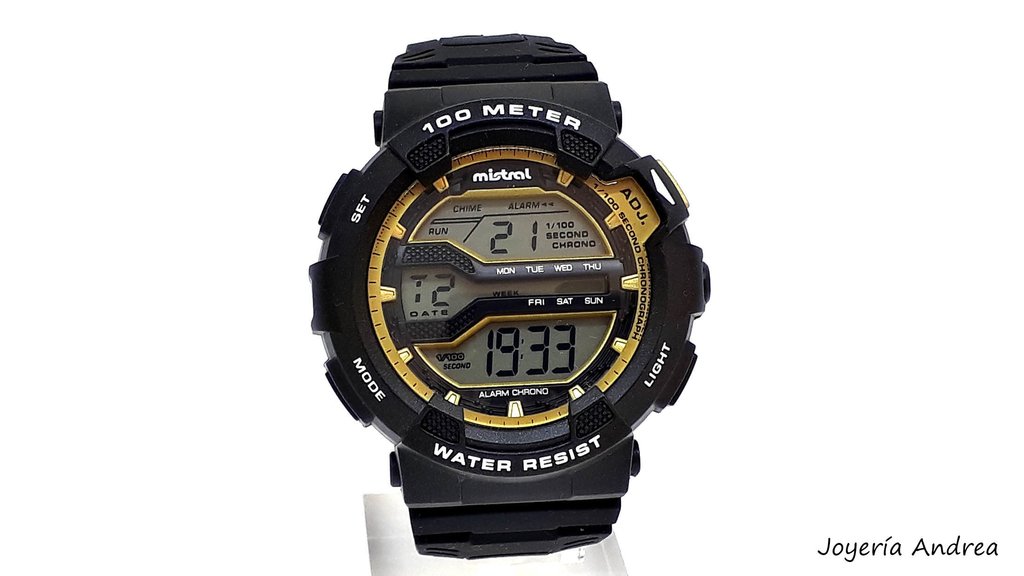 Reloj Hombre Casio Digital Caucho Combinado con Dorado