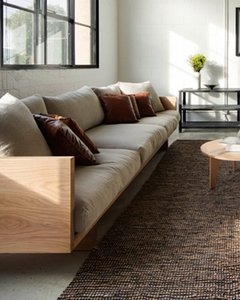 Sillón Cushion 2 cuerpos sustentable en madera y textil fibras naturales - FENIX manufactura de muebles