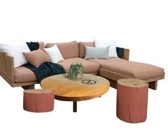 Sillón Cushion 2 cuerpos sustentable en madera y textil fibras naturales - comprar online