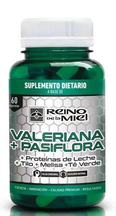 Valeriana + Pasiflora + Proteínas de la Leche + Tilo + Melisa + Té Verde - Reino de la Miel