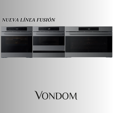 COMBO VONDOM HORNO ELECT 60CM + MICROONDAS EMP. 60CM + CALIENTA PLATOS + HORNO ELECT 90CM (1845-9055-1455-7630)