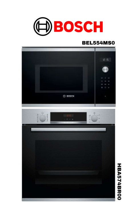 COMBO BOSCH MICROONDAS BEL554MS0 + HORNO ELECT. PIROL HBA574BR00 (2309 - 8850)