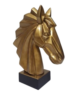 2091 - ESCULTURA CABEÇA CAVALO 36CM - GOLD