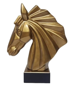 2091 - ESCULTURA CABEÇA CAVALO 36CM - GOLD - comprar online