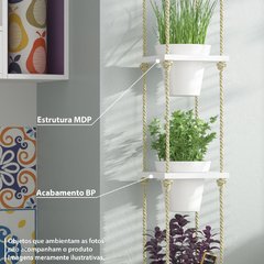 Prateleira de Parede Decorativa Nature BPL25 com Vasos Branco - comprar online