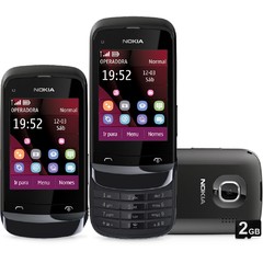 Celular Nokia C2-02, Display Touch e Teclado, Câmera 2MP, Bluetooth, FM, MP3, Fone e Cartão 2GB