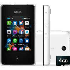 Celular Dual Chip Nokia Asha 500 branco Câmera 2MP 2G/Wi Fi Memória Interna 128MB Cartão de Memória 4GB