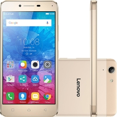 Celular Smartphone Lenovo Vibe K5 dourado - Dual Chip, 4G, Tela Full HD de 5", Câmera 13MP + Frontal 5MP, Octa Core, 16 GB, 2 GB de RAM, Android 5.1