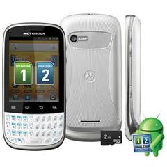 Celular Motorola Fire XT317 Branco Dual Chip com Câmera 3MP, Android 2.3, Qwerty, MP3, FM, 3G, aGPS, Wi-Fi, Bluetooth, Fone e Cartão 2GB